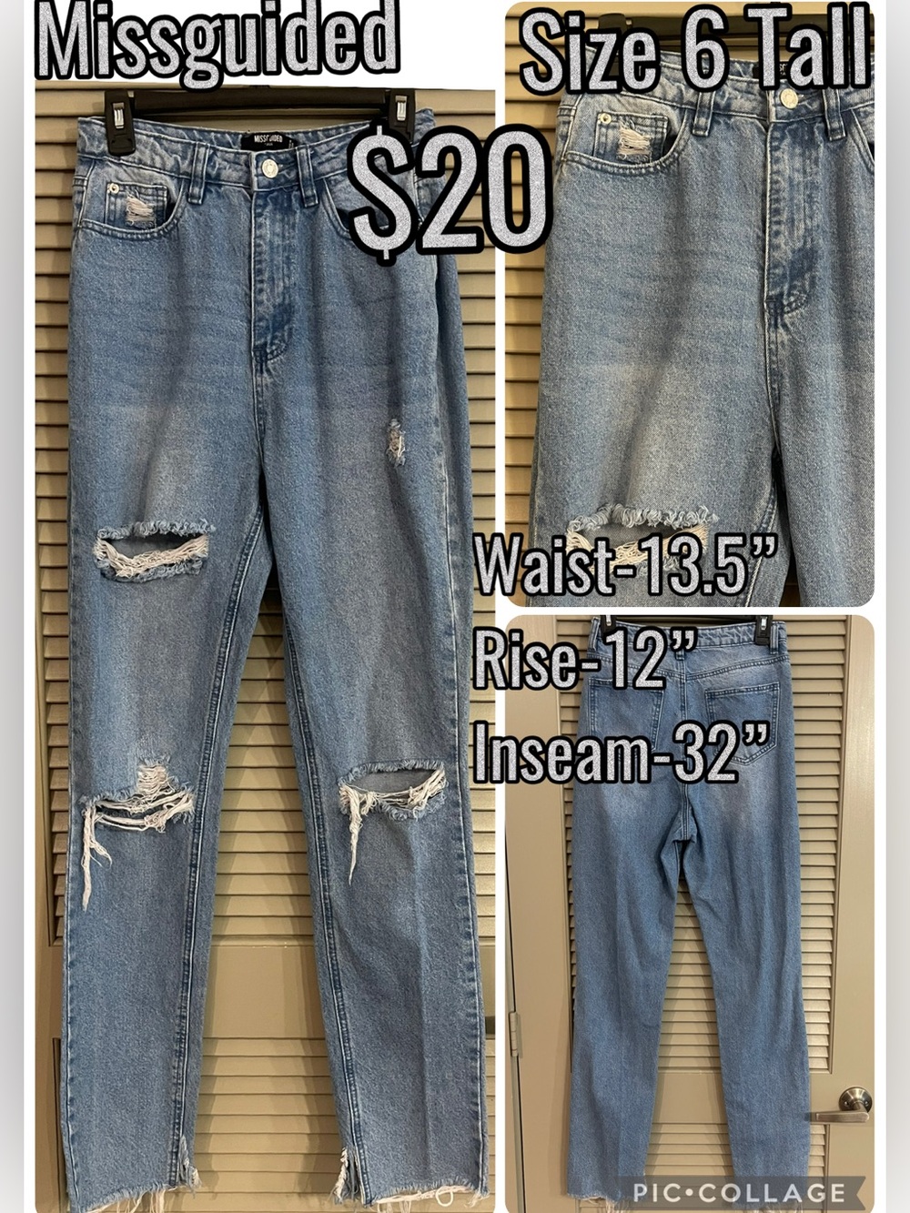 Missguided Light Wash Distressed High-Rise Jeans